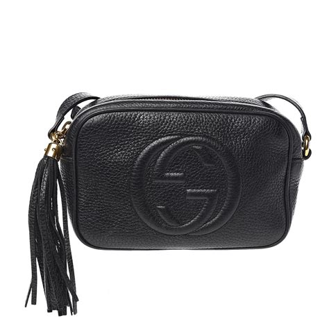 GUCCI Pebbled Calfskin Mini Soho Disco Bag Black.